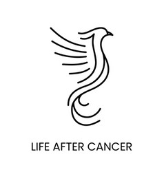 Life After Cancer Line Icon Phoenix Bird