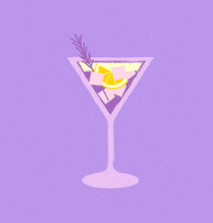 Martini With Lemon And Lavender In Glass Flat