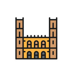 Notre Dame Basilica Montreal Flat Color Line Icon