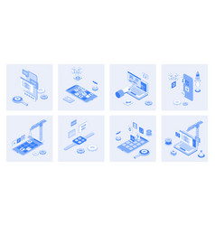 App Development 3d Isometric Concept Set