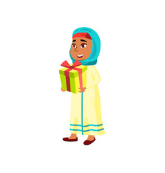 Cute Muslim Girl Getting Gift Box On Birthday