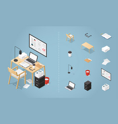 Isometric Office Desk Set