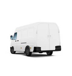 3d Rear View Of White Delivery Van On White