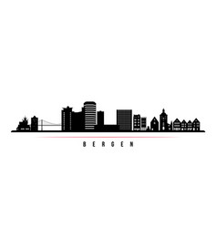 Bergen Skyline Horizontal Banner Black And White