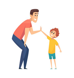 High Five Man Greeting Boy Happy People Cartoon