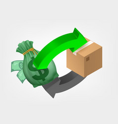 Two Arrows With Money And Postage Box 3d Icons