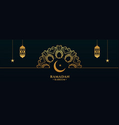 Ramadan Kareem Golden Banner In Arabesque Mandala