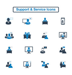 Support And Service Icon Set Flat Style Eps