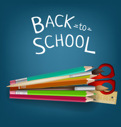 Back To School Lettering With Supplies On Blue