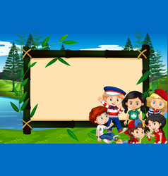 Banner Template Design With Kids In Park