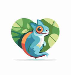 Cute Cartoon Chameleon In A Heart