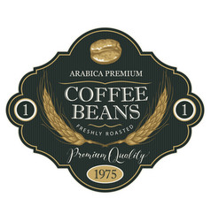 Label For Coffee Beans With Wheat Ears