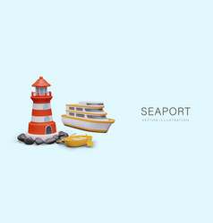 Seaport Horizontal Pattern On Blue