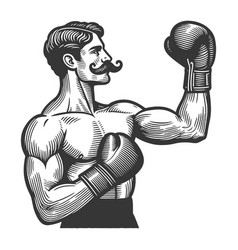 Vintage Boxer With Gloves Sketch