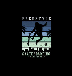 Freestyle Skateboarding California Silhouette