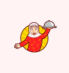 Old Grandmother Mama Food Mascot Logo Carry