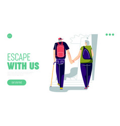 Senior Couple Travel Landing Page With Elder Man