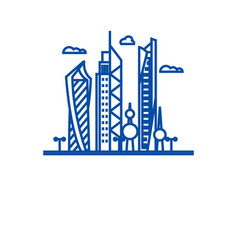 Kuwait City Line Icon Concept City Flat