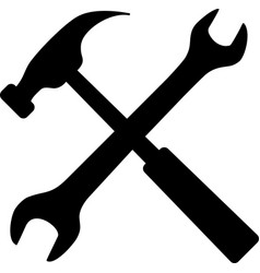 Wrench And Hammer Icon In Flat Style