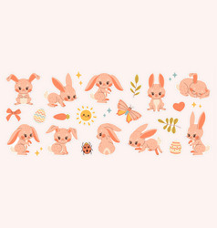 Bunny Sticker Set Hand Drawn Cartoon Stickers