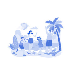 Family Beach Vacation Concept On A White