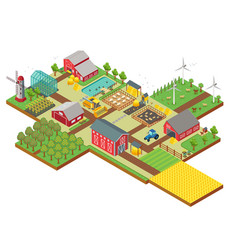 Cartoon farm landscape field with farmers Vector Image