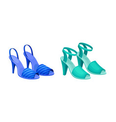 Blue Open Toe Womens Shoes With Heels Set