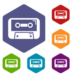 Cassete Tape Icons Hexahedron