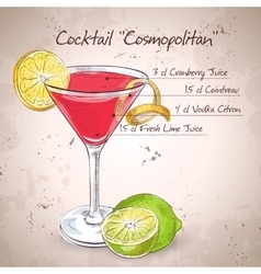 Red Cosmopolitan Cocktail Royalty Free Vector Image