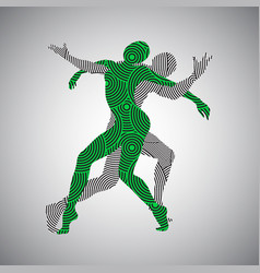 Silhouette Of A Dancing Couple Men And Women