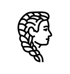 French Braid Hairstyle Female Line Icon