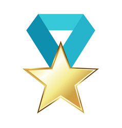 Golden Yellow Star With Blue Ribbon