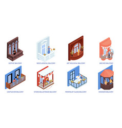 House Facade Isometric Compositions