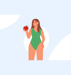 Woman Is Eating An Apple Person With Health Snack