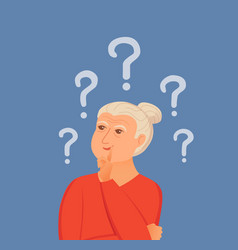 Old Woman Thinking With Question Marks