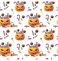 Seamless Pattern With Halloween Sweets And