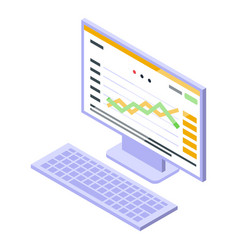 Crypto Analytics Icon Isometric Style