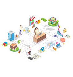 Franchise Business Isometric Flowchart Flat