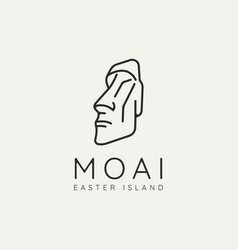 Moai Head Sculpture Minimalist Line Art Logo Icon