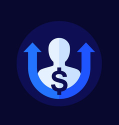 Salary Increase Growth Icon Flat