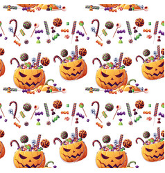 Seamless Pattern With Halloween Sweets And