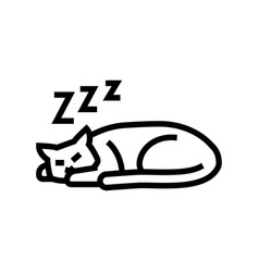 Slumbering Cat Sleep Night Line Icon