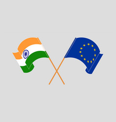 Crossed And Waving Flags India And Eu