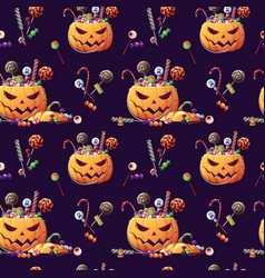 Seamless Pattern With Halloween Sweets And