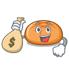 With Money Bag Hamburger Bun Character Cartoon