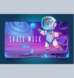 World Space Week Banner With Spaceman In Cosmos