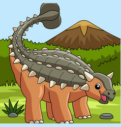 Ankylosaurus Dinosaur Colored Cartoon