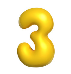 Number 3 Three Cartoon Yellow Sign