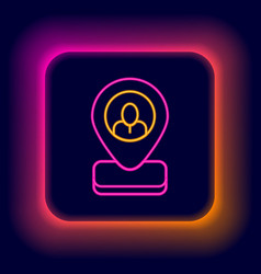 Glowing Neon Line Worker Location Icon Isolated