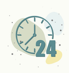 Icon Of A Clock 24 Hours Clock On Multicolored